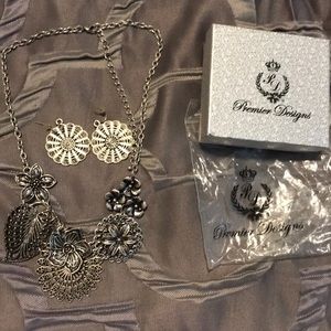 Premier Design Statement Necklace Earrings Set NEW